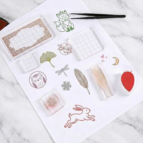 5 PCS Stamp Blocks Acrylic Clear Stamping Blocks with Grid Lines, Assorted Sizes Clear Stampings Tool for Crafting Scrapbooking Card Making and DIY Projects in Saudi Arabia