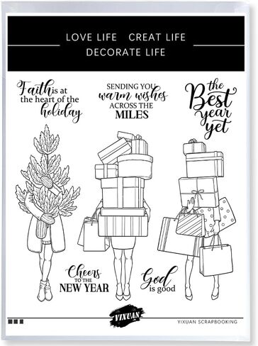 Women's Great Holiday Season with Gifts Clear Stamp for Card Making DIY Scrapbooking Supplies Silicone Stamp with Plastic Envelope Bag for Albums Crafts Decor in Saudi Arabia