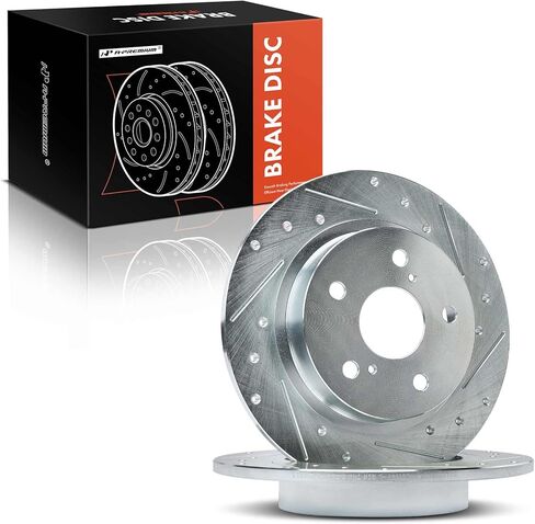 دوارات فرامل قرصية مشقوقة ومثقوبة خلفية مقاس 10.98 بوصة (279.00 مم) متوافقة مع موديلات Scion - tC 2011 2012 2013 2014 2015 2016، مجموعة قطعتين in Kuwait