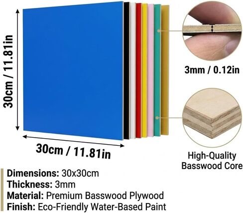 4 Pack White Basswood Sheets for Crafts, 12"x12"x1/8" (3mm) Unfinished Plywood for Laser Cutting & Engraving, DIY Ornaments & Architectural Models in Saudi Arabia