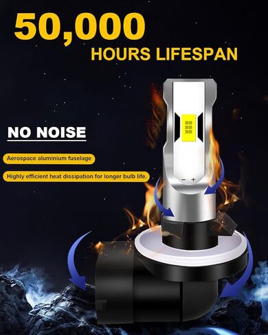 881 مصابيح ضباب LED 6000K أبيض بارد، 4000LM 300% أكثر سطوعًا، 889 898 886 896 894 مصابيح ضباب LED بديلة للسيارات والشاحنات وغير القطبية، التوصيل والتشغيل، حزمة من 2 in Kuwait