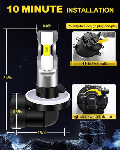 881 مصابيح ضباب LED 6000K أبيض بارد، 4000LM 300% أكثر سطوعًا، 889 898 886 896 894 مصابيح ضباب LED بديلة للسيارات والشاحنات وغير القطبية، التوصيل والتشغيل، حزمة من 2 in Kuwait