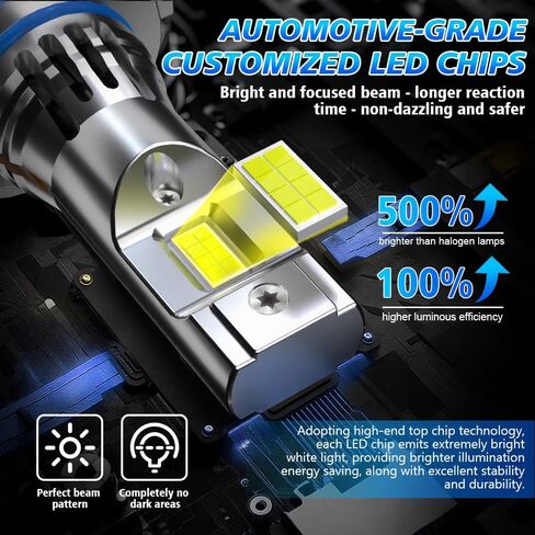 LED Headlight Bulbs for Kia Sorento 2011 2012 2013, H1 High Beam and H11 Low Beam, 60W 5000K White, 400% Brighter with Cooling Fan, 4-Pack in Kuwait