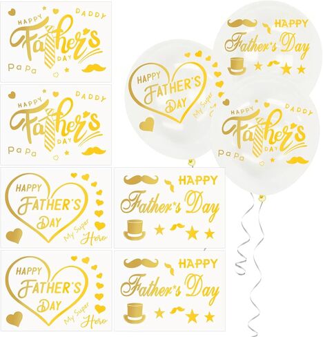 Happy Father's Day Balloon Stickers Fathers Day Bobo Balloon Decorations Gold Heart Beard Tie Hat Letter Decals for Fathers Day Party Balloons Gift DIY Supplies 6Pcs in Saudi Arabia