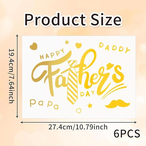 Happy Father's Day Balloon Stickers Fathers Day Bobo Balloon Decorations Gold Heart Beard Tie Hat Letter Decals for Fathers Day Party Balloons Gift DIY Supplies 6Pcs in Saudi Arabia