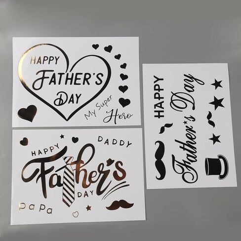 Happy Father's Day Balloon Stickers Fathers Day Bobo Balloon Decorations Gold Heart Beard Tie Hat Letter Decals for Fathers Day Party Balloons Gift DIY Supplies 6Pcs in Saudi Arabia