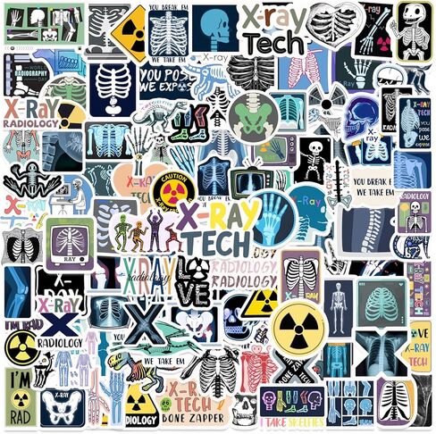 120 قطعة من ملصقات Rad Tech، ملصقات الأشعة السينية لحفلات أعياد الميلاد وديكورات الفينيل المقاومة للماء لزجاجة المياه وأمتعة الكمبيوتر المحمول وهدايا Xray Tech in Kuwait