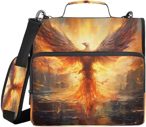 ALAZA Fire Phoenix Abstract Zipper Binder 3 Ring Binder Organizer with Zipper and Shoulder Strap Large Capacity Multi-Pocket for Office Supplies Work in Kuwait