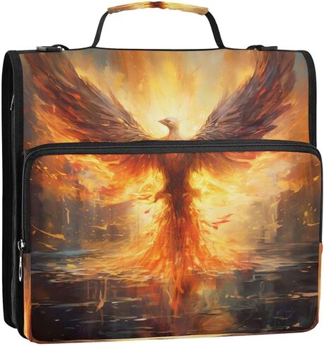 ALAZA Fire Phoenix Abstract Zipper Binder 3 Ring Binder Organizer with Zipper and Shoulder Strap Large Capacity Multi-Pocket for Office Supplies Work in Kuwait