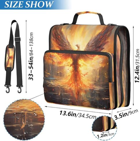 ALAZA Fire Phoenix Abstract Zipper Binder 3 Ring Binder Organizer with Zipper and Shoulder Strap Large Capacity Multi-Pocket for Office Supplies Work in Kuwait
