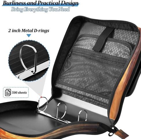ALAZA Fire Phoenix Abstract Zipper Binder 3 Ring Binder Organizer with Zipper and Shoulder Strap Large Capacity Multi-Pocket for Office Supplies Work in Kuwait