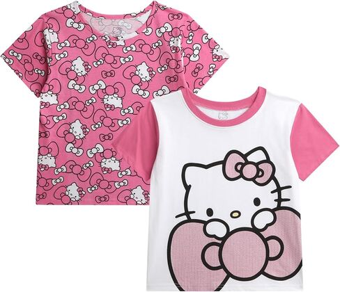 Hello Kitty Girls' T-Shirt - Short Sleeve Hello Kitty Graphic T Shirts for Girls (4-12), Size 8-10, Pink Hello Kitty Apples in Saudi Arabia