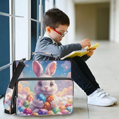 ALAZA Rabbit Sky Egg Easter Zipper Binder 3 Ring Binder Organizer with Zipper and Shoulder Strap Large Capacity Multi-Pocket for Office Supplies Work in Kuwait