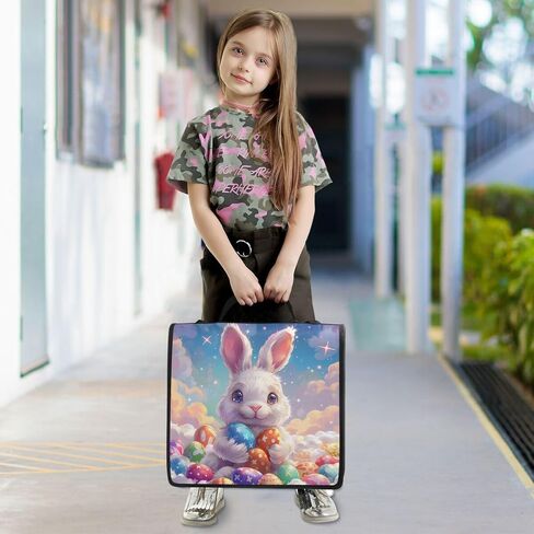 ALAZA Rabbit Sky Egg Easter Zipper Binder 3 Ring Binder Organizer with Zipper and Shoulder Strap Large Capacity Multi-Pocket for Office Supplies Work in Kuwait