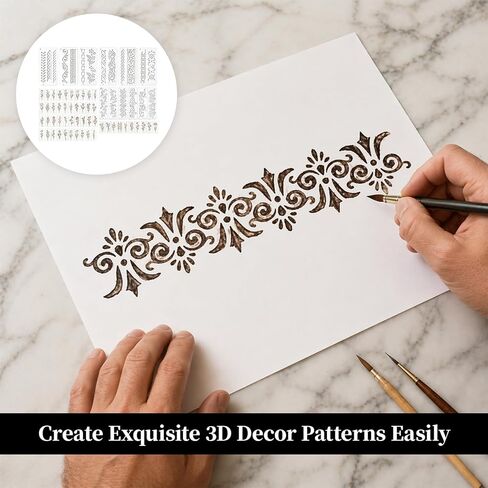 62PCS (11.81x2.9in, 5.9x2.9in, 4x4 in, 8.9x2in) Floral Stencils Lace Border Templates, Flower Stencil for Painting, Reusable Flower Leaf Stencils DIY Craft Drawing Templates Set for Wall Paper Canvas in Saudi Arabia