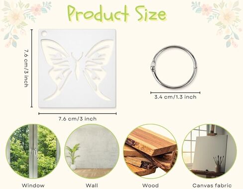 DS. DISTINCTIVE STYLE 80Pcs Reusable Stencils for Painting Set, 3 Inch Botanical Flower Bird Butterfly Painting Templates for DIY Art Decor Classroom Projects in Kuwait