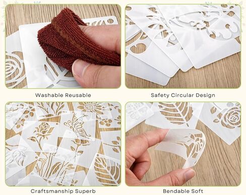 DS. DISTINCTIVE STYLE 80Pcs Reusable Stencils for Painting Set, 3 Inch Botanical Flower Bird Butterfly Painting Templates for DIY Art Decor Classroom Projects in Kuwait