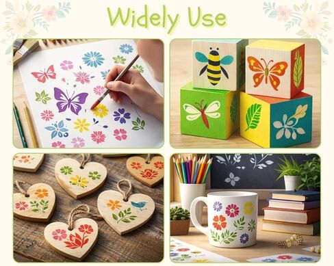 DS. DISTINCTIVE STYLE 80Pcs Reusable Stencils for Painting Set, 3 Inch Botanical Flower Bird Butterfly Painting Templates for DIY Art Decor Classroom Projects in Kuwait