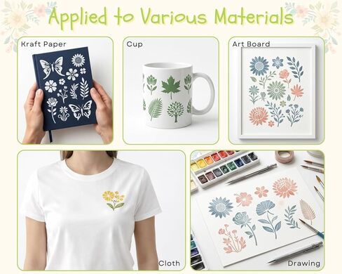 DS. DISTINCTIVE STYLE 80Pcs Reusable Stencils for Painting Set, 3 Inch Botanical Flower Bird Butterfly Painting Templates for DIY Art Decor Classroom Projects in Kuwait
