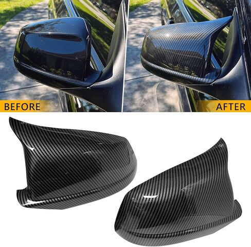 أغطية غطاء مرآة جانبية زوج TOPUS لسيارات BMW 5 Series F10 F11 F18 528i 530i 535i 550i 2011-2013 Ox Horn Style Car External عكس مرآة الرؤية الخلفية الإسكان 51167216369 51167216370 ألياف الكربون in Kuwait