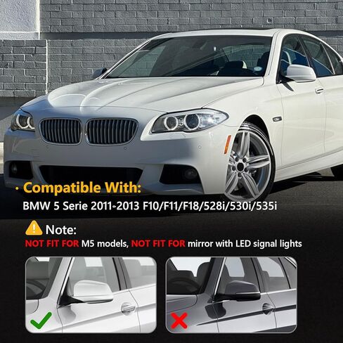 أغطية غطاء مرآة جانبية زوج TOPUS لسيارات BMW 5 Series F10 F11 F18 528i 530i 535i 550i 2011-2013 Ox Horn Style Car External عكس مرآة الرؤية الخلفية الإسكان 51167216369 51167216370 ألياف الكربون in Kuwait