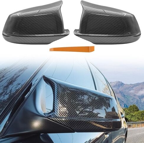 أغطية غطاء مرآة جانبية زوج TOPUS لسيارات BMW 5 Series F10 F11 F18 528i 530i 535i 550i 2011-2013 Ox Horn Style Car External عكس مرآة الرؤية الخلفية الإسكان 51167216369 51167216370 ألياف الكربون in Kuwait