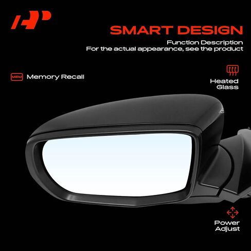 A-Premium Driver Side Power Door Mirror - Compatible with Acura MDX 2017-2020, RDX 2019-2025 - Heated Manual Folding Black Outside Rear View Mirror w/Turn Signal Light in Kuwait