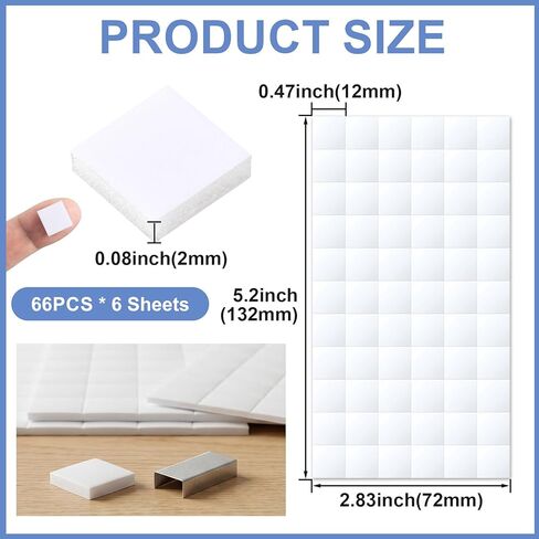 396pcs Adhesive Foam Squares, 0.47in Double Sided Foam Tape, Sticky Precut Square Tape Mount Stickers Supplies for DIY Scrapbook Card Invitations- White in Saudi Arabia