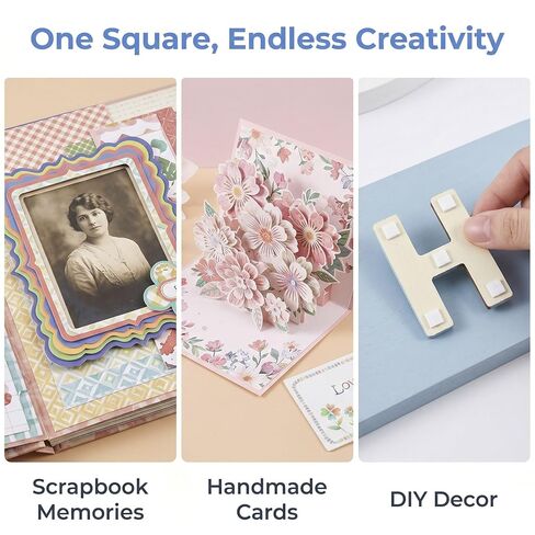 396pcs Adhesive Foam Squares, 0.47in Double Sided Foam Tape, Sticky Precut Square Tape Mount Stickers Supplies for DIY Scrapbook Card Invitations- White in Saudi Arabia