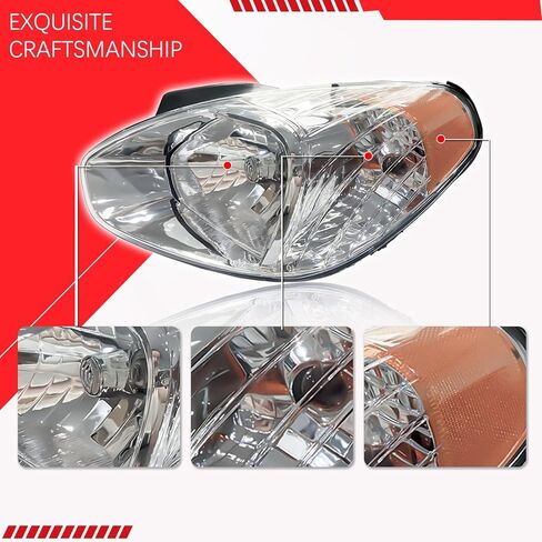 Pair Headlight Assembly Compatible with 2007-2011 Hyundai Accent with Bulbs Driver Left and Right Passenger Side in Saudi Arabia