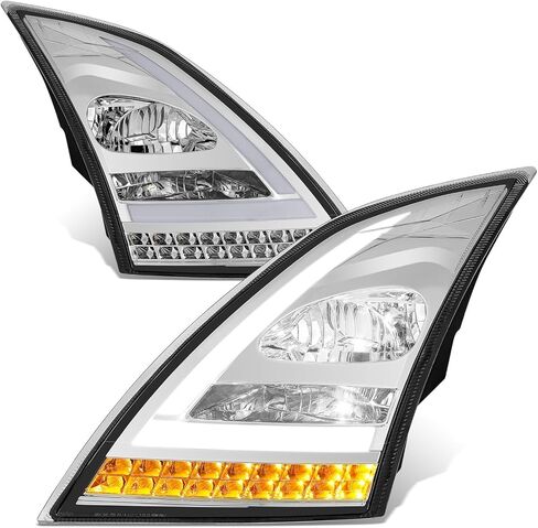 DNA MOTORING Headlights Compatible with Volvo VNL VNR 2018-2023 / Volvo VNL 300 400 740 760 860 VNR 400 640, White 3D Light Bar/Sequential Chase Turn Signal, Black, HL-HAY-059-BK in Kuwait