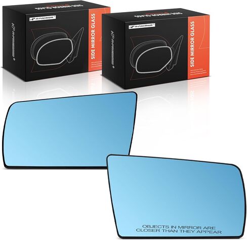 A-Premium 2-PC Driver and Passenger Side Heated Mirror Glass with Backing Plate Compatible with Mercedes-Benz C220, C280, C36 AMG, CL500, CL600, E300, E320, S320 - Blue Exterior Side View Mirror in Kuwait