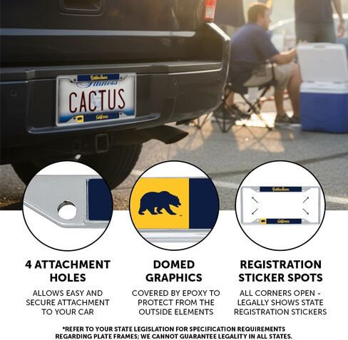 إكسسوارات السيارات من Desert Cactus University of California Berkeley Golden Bears إطار لوحة ترخيص معدني وحامل بطاقات للأمام أو الخلف للسيارة (التميمة) in Kuwait
