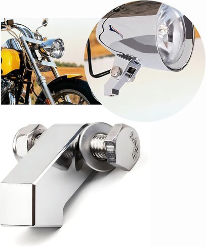 Adjustable Motorcyclel Headlight Lamp Mount Bracket Motorbike Head Light Mounting Block for Harley Sportster Touring Chopper Cafe Racer (Chrome) in Saudi Arabia