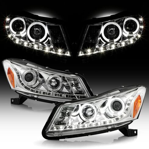 AKKON - لسيارة Honda Accord ذات الإطار الأسود المزدوج الدائري DRL LED قطاع المصابيح الأمامية لجهاز العرض استبدال المصابيح الأمامية in Kuwait