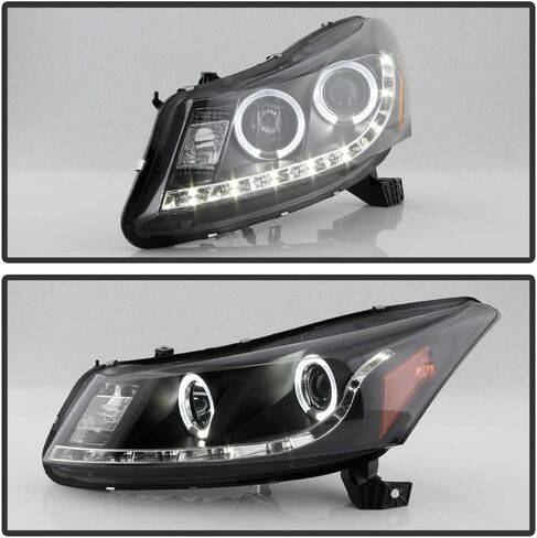 AKKON - لسيارة Honda Accord ذات الإطار الأسود المزدوج الدائري DRL LED قطاع المصابيح الأمامية لجهاز العرض استبدال المصابيح الأمامية in Kuwait