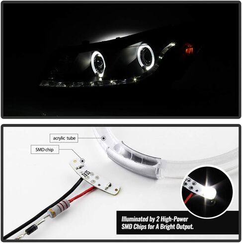 AKKON - لسيارة Honda Accord ذات الإطار الأسود المزدوج الدائري DRL LED قطاع المصابيح الأمامية لجهاز العرض استبدال المصابيح الأمامية in Kuwait