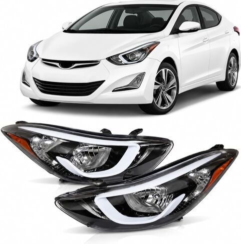 مجموعة المصابيح الأمامية الهالوجين ChaiBayn مع لمبات لسيارة Hyundai Elantra SE/Value Edition 2014-2016، نماذج مبنية في الولايات المتحدة بدون DRL، زوج جانب السائق والركاب، استبدل 92101-3Y500 92102-3Y500 in Kuwait
