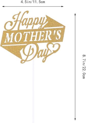 BinaryABC Happy Mother's Day Cake Toppers Cupcake Picks Cake Decoration Party Supplies,10Pcs(Golden Glitter) in Kuwait