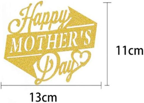 BinaryABC Happy Mother's Day Cake Toppers Cupcake Picks Cake Decoration Party Supplies,10Pcs(Golden Glitter) in Kuwait