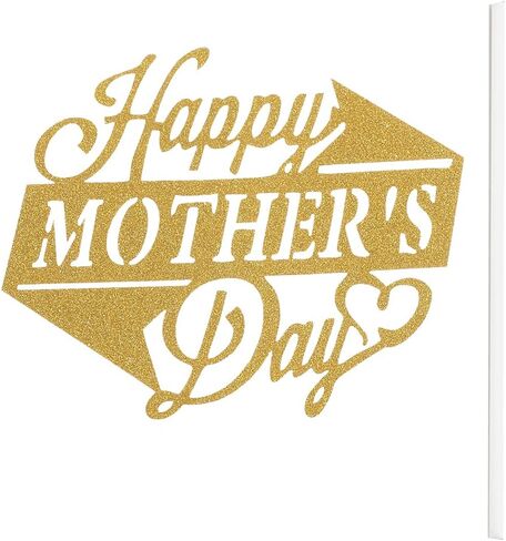 BinaryABC Happy Mother's Day Cake Toppers Cupcake Picks Cake Decoration Party Supplies,10Pcs(Golden Glitter) in Kuwait