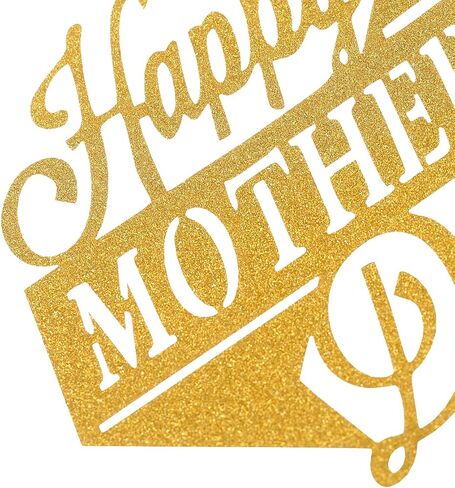 BinaryABC Happy Mother's Day Cake Toppers Cupcake Picks Cake Decoration Party Supplies,10Pcs(Golden Glitter) in Kuwait