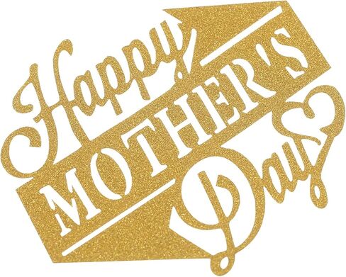 BinaryABC Happy Mother's Day Cake Toppers Cupcake Picks Cake Decoration Party Supplies,10Pcs(Golden Glitter) in Kuwait