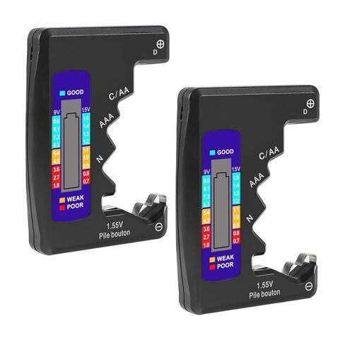 2 قطعة اختبار البطارية مدقق اختبار البطارية العالمي الأسود للبطارية C D 9V AA AAA 1.5V ل AA AAA C D 9V 1.5V زر خلية البطاريات المنزلية Smal معدات مراقبة كهربائية in Kuwait