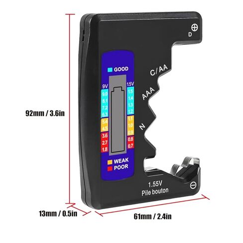 2 قطعة اختبار البطارية مدقق اختبار البطارية العالمي الأسود للبطارية C D 9V AA AAA 1.5V ل AA AAA C D 9V 1.5V زر خلية البطاريات المنزلية Smal معدات مراقبة كهربائية in Kuwait