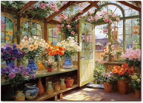 1000 Piece Puzzle for Adults, Flower Courtyard by the Stream Jigsaw Puzzle 1000 Pieces, Impossible Challenging Fun Puzzles for Adults, Square 27.6 x 19.7 Inch Unique Difficulty Puzzle in Saudi Arabia