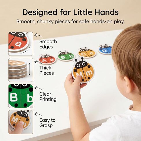 Ladybug Alphabet Puzzle, 52PCS Self Correcting ABC Letter Matching Game, Montessori Uppercase Lowercase Learning Toy for Toddlers Ages 3-5, Preschool Educational Gift in Saudi Arabia