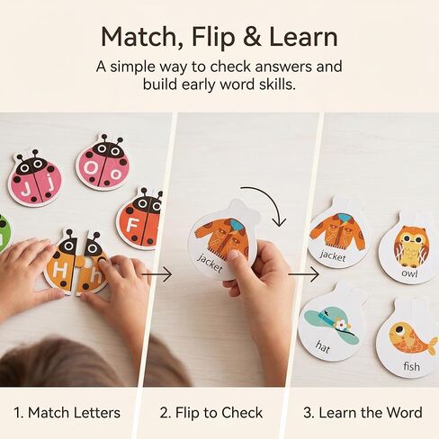 Ladybug Alphabet Puzzle, 52PCS Self Correcting ABC Letter Matching Game, Montessori Uppercase Lowercase Learning Toy for Toddlers Ages 3-5, Preschool Educational Gift in Saudi Arabia