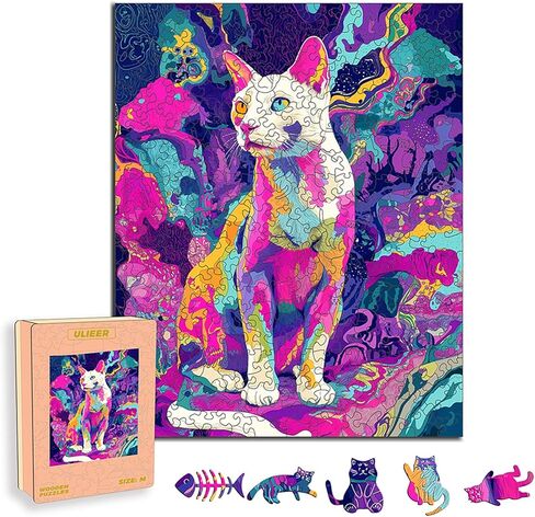 Wooden Puzzles for Adults, Cat Jigsaw Puzzles, Unique Animal Adult Puzzles, Irregular Creative Gift Family Game,Christmas Birthday Gifts Home Decor in Saudi Arabia