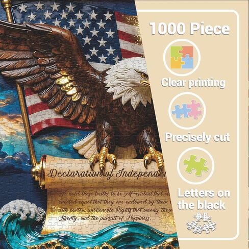 American Flag Eagle Puzzles for Adults 1000 Pieces. United States Patriotic Faith Country Jigsaw Puzzles. Challenging USA,Unique,Vintage,Bird,Art Puzzles in Saudi Arabia